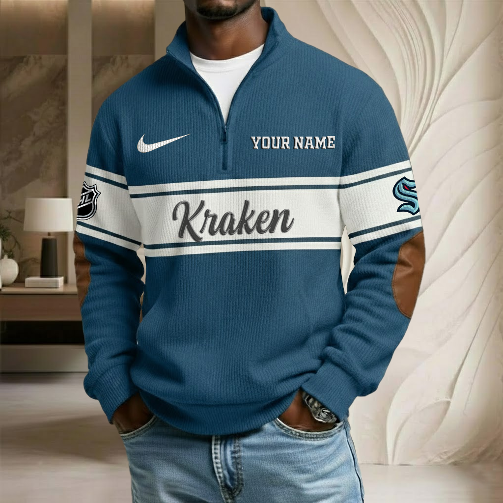 NHL x SEA Custom Name Stand Collar Half-zip Sweatshirt HLP HLPHUONG
