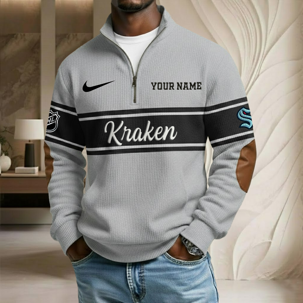 NHL x SEA Custom Name Stand Collar Half-zip Sweatshirt HLP HLPHUONG