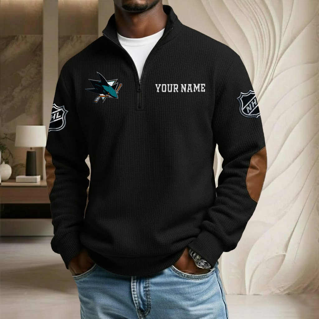NHL x SJS Custom Name Stand Collar Half-zip Sweatshirt HLP HLPHUONG
