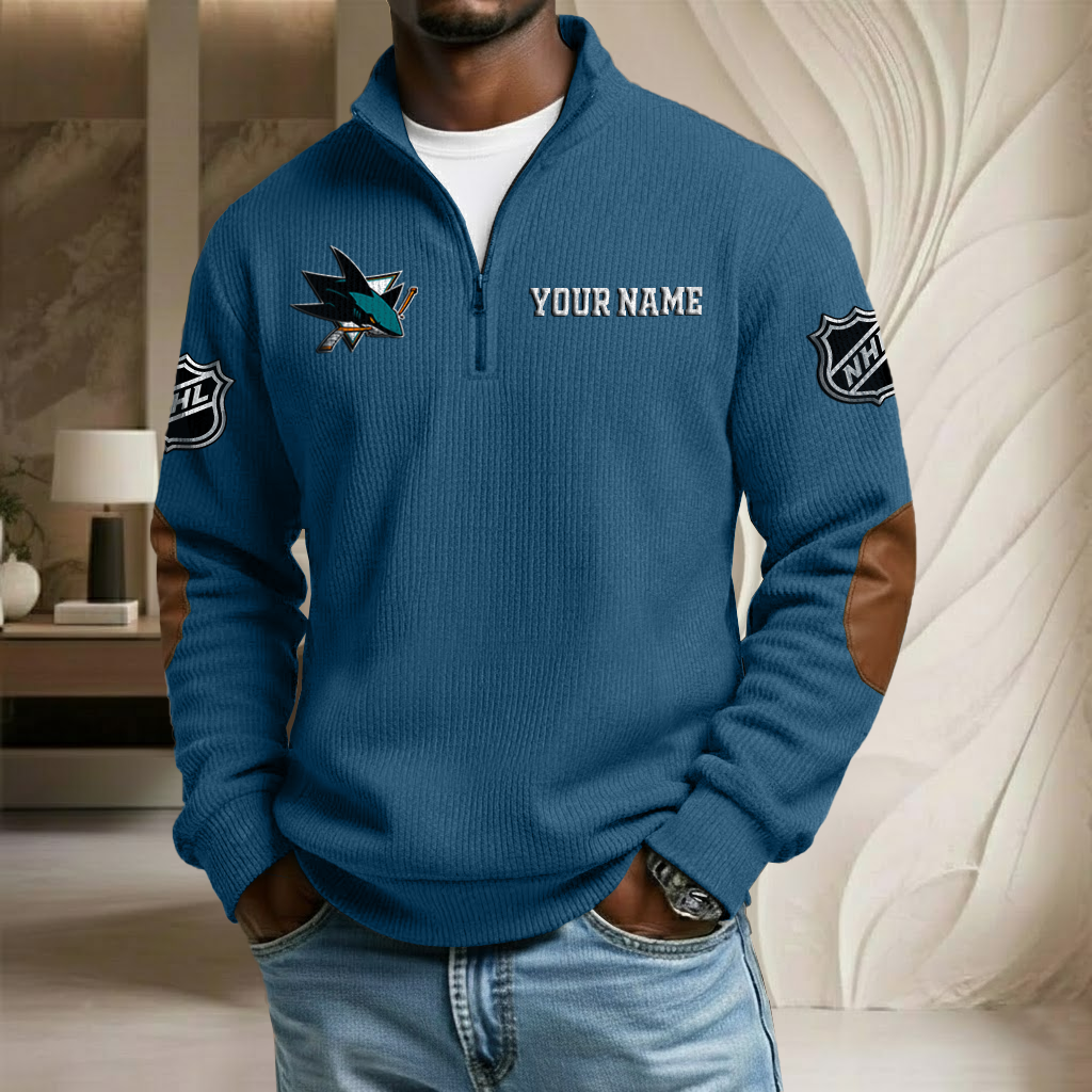 NHL x SJS Custom Name Stand Collar Half-zip Sweatshirt HLP HLPHUONG