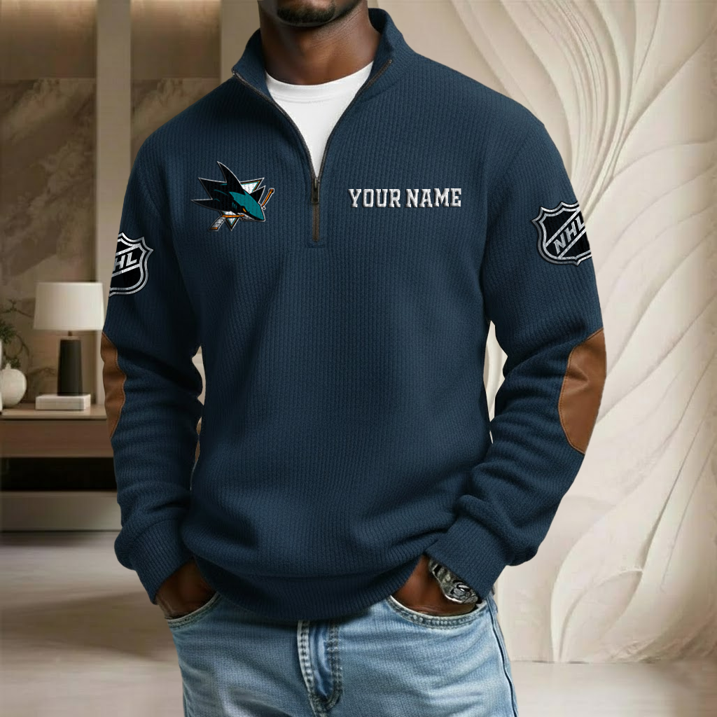 NHL x SJS Custom Name Stand Collar Half-zip Sweatshirt HLP HLPHUONG
