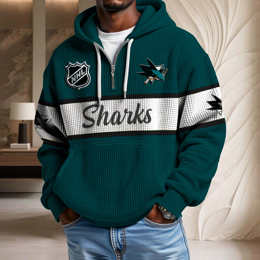 NHL x SJS Hockey Team Waffle Half Zip Hoodie HLP HLPHUONG