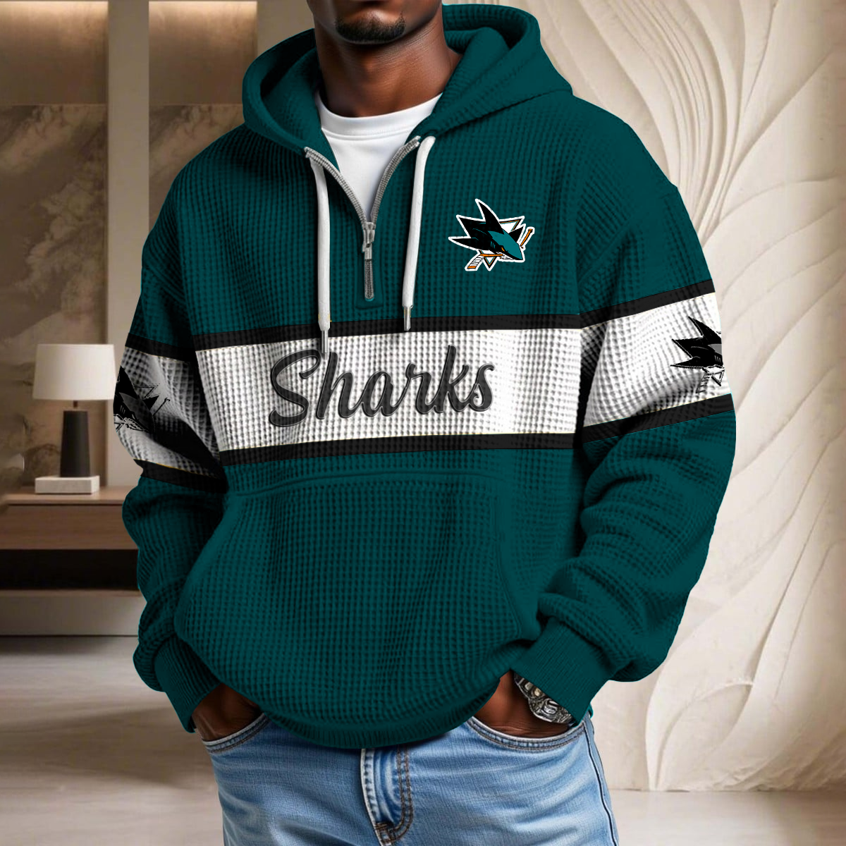 NHL x SJS Waffle Half Zip Hoodie HLP HLPHUONG