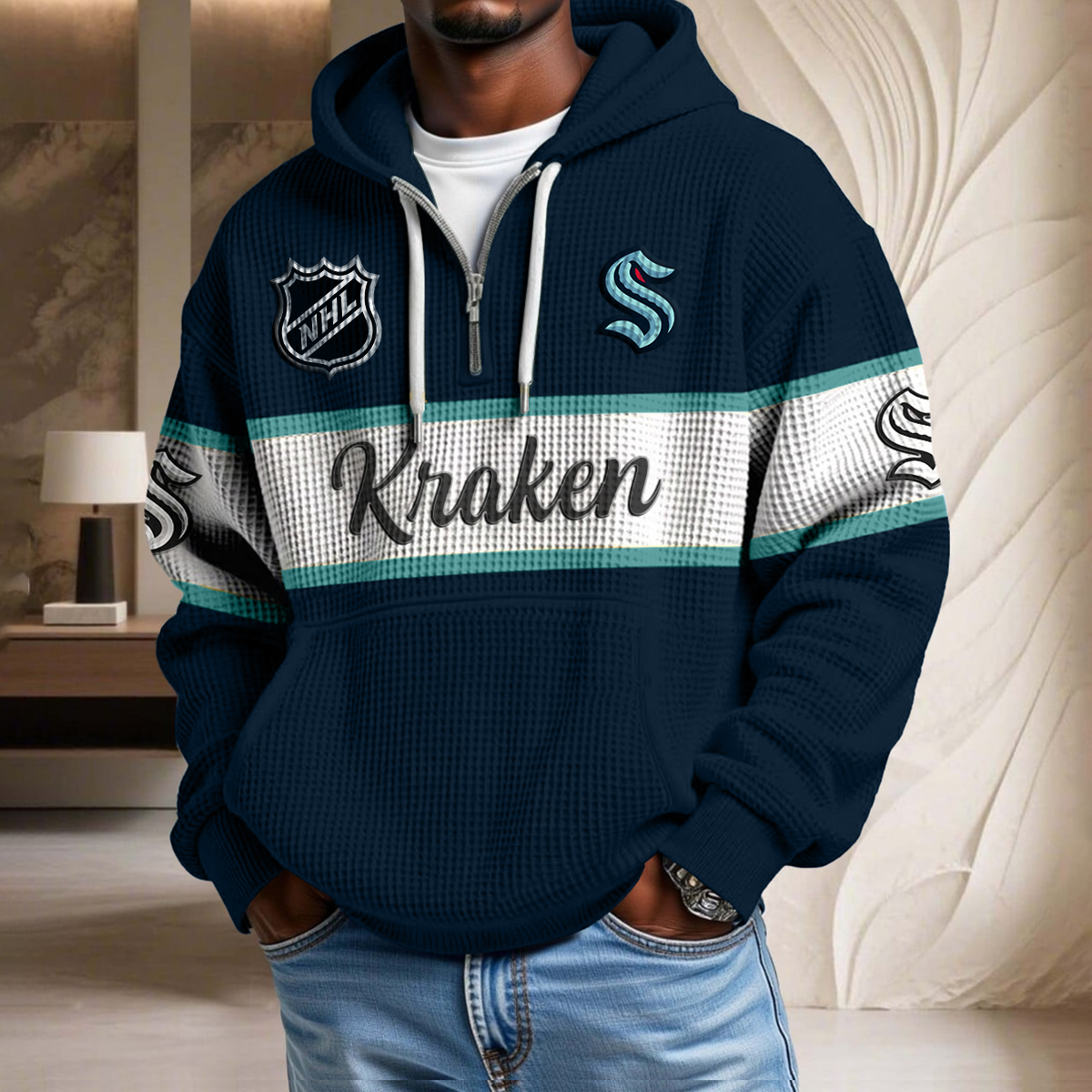 NHL x SK Hockey Team Waffle Half Zip Hoodie HLP HLPHUONG