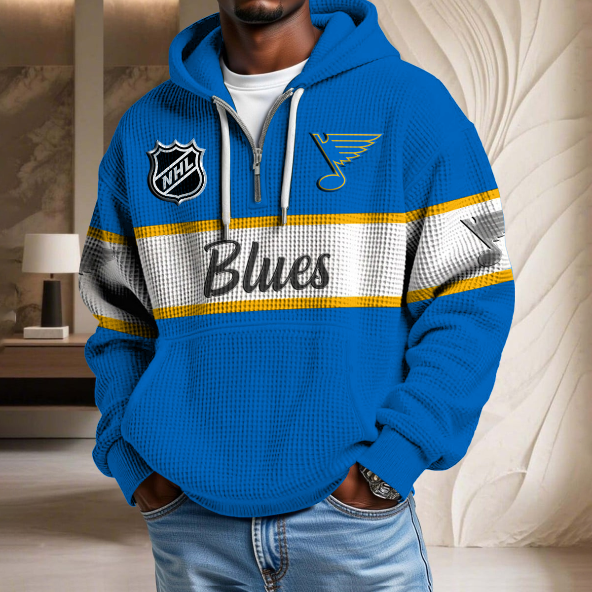 NHL x SLB Hockey Team Waffle Half Zip Hoodie HLP HLPHUONG