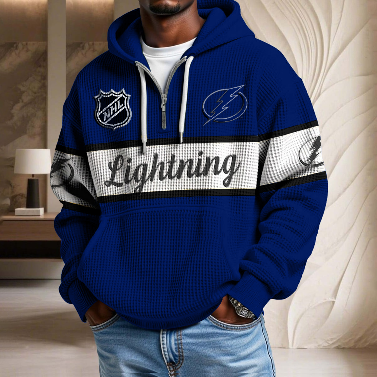 NHL x TBL Hockey Team Waffle Half Zip Hoodie HLP HLPHUONG