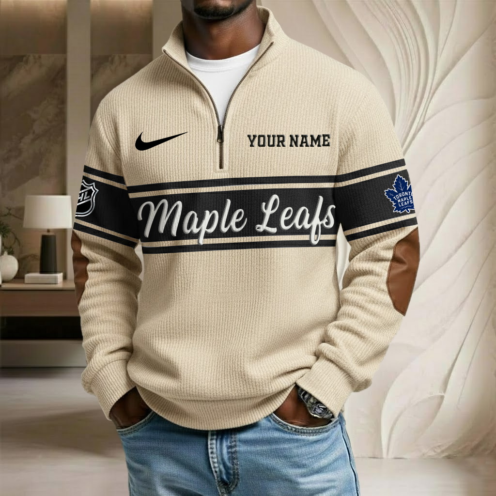 NHL x TOR Custom Name Stand Collar Half-zip Sweatshirt HLP HLPHUONG