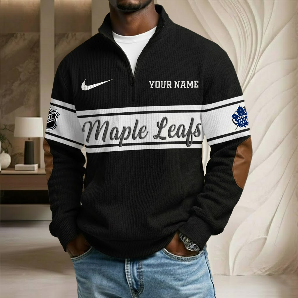 NHL x TOR Custom Name Stand Collar Half-zip Sweatshirt HLP HLPHUONG