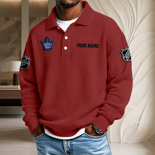 NHL x TOR Custom Name Waffle Three Button Lapel Polo HLP HLPHUONG
