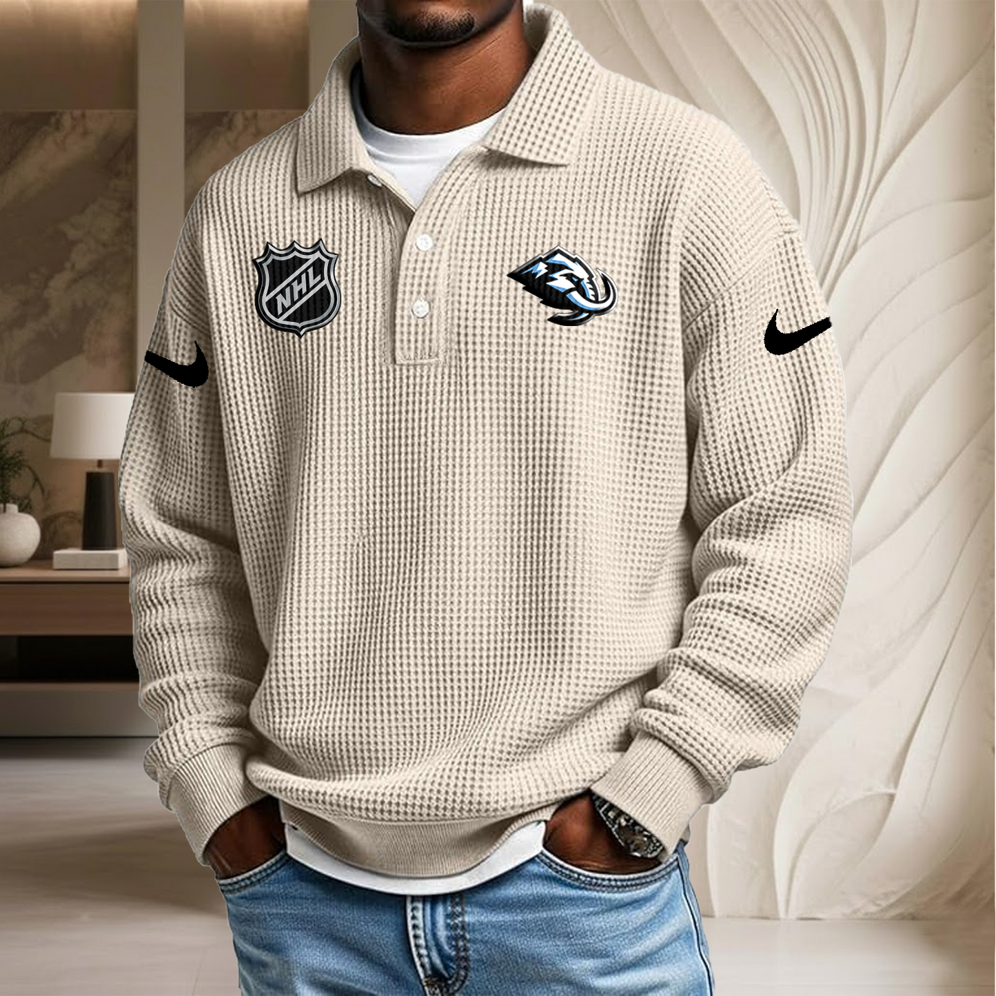 NHL x UTA Waffle Three Button Lapel Polo HLP HLPHUONG