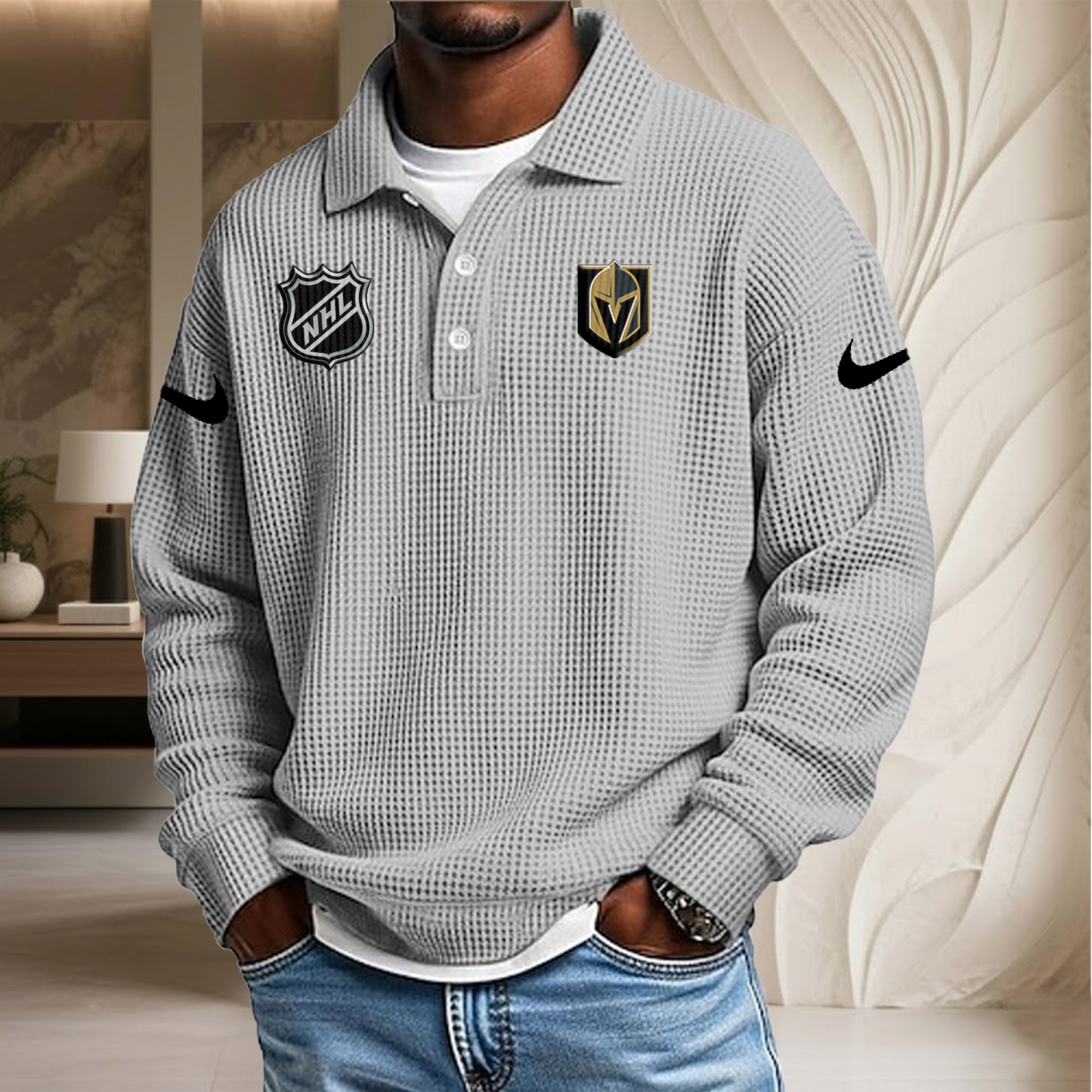 NHL x VEG Waffle Three Button Lapel Polo HLP HLPHUONG