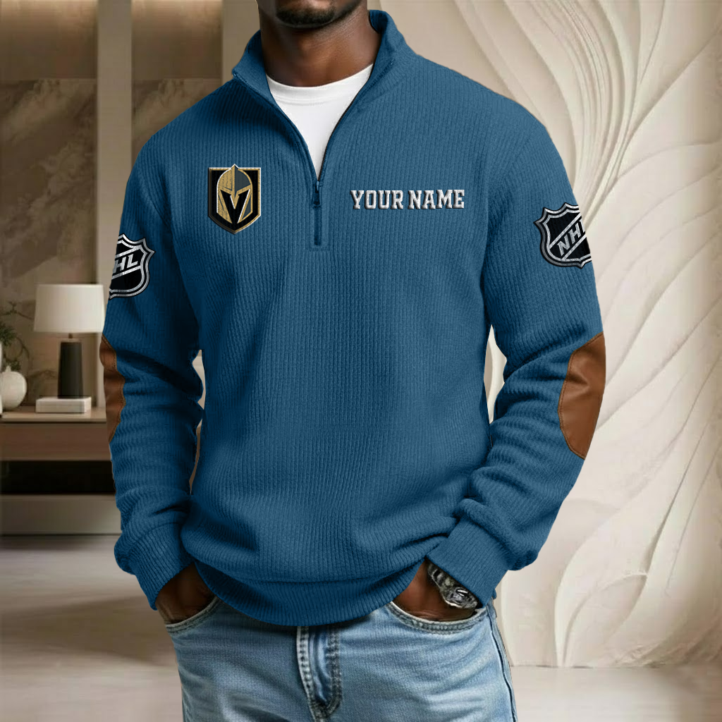 NHL x VGK Custom Name Stand Collar Half-zip Sweatshirt HLP HLPHUONG