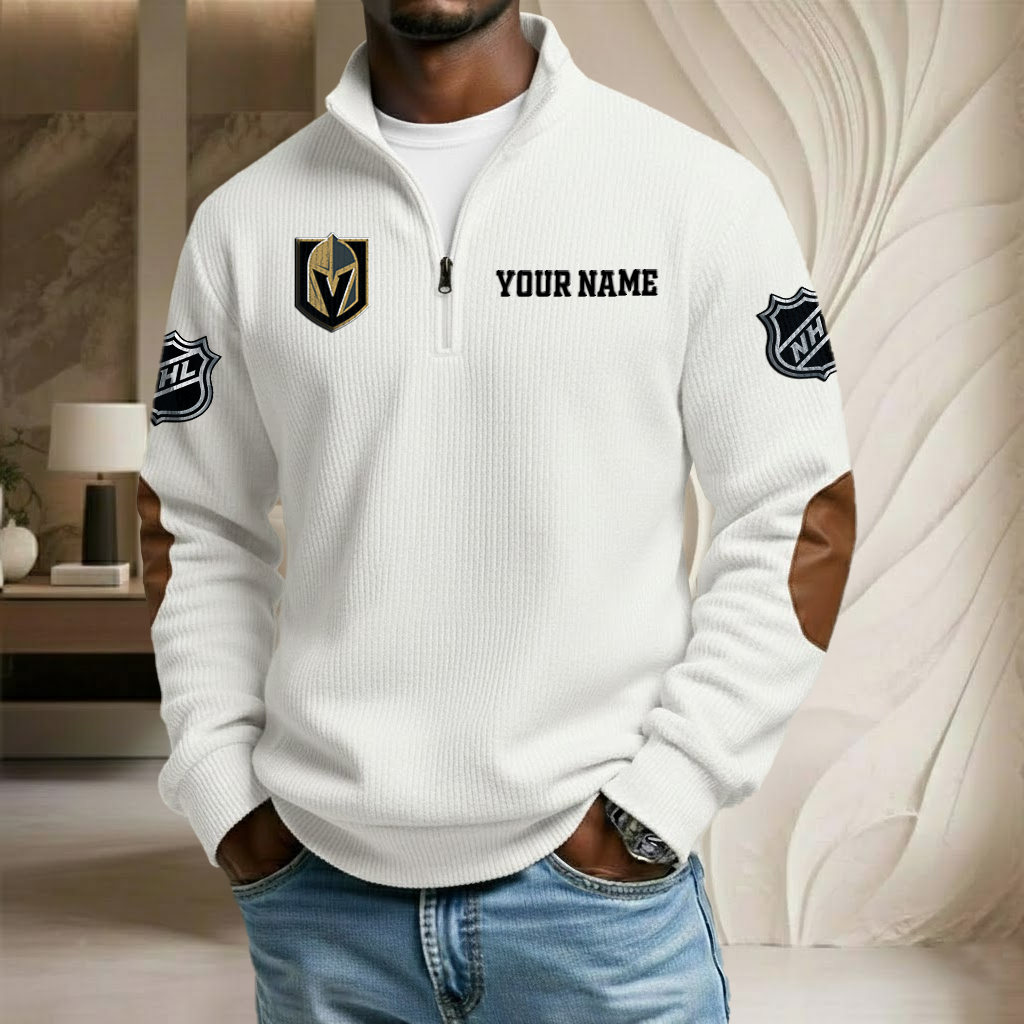 NHL x VGK Custom Name Stand Collar Half-zip Sweatshirt HLP HLPHUONG
