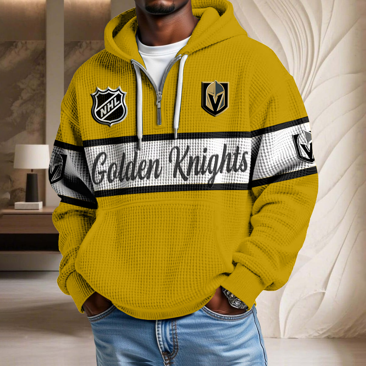 NHL x VGK Hockey Team Waffle Half Zip Hoodie HLP HLPHUONG