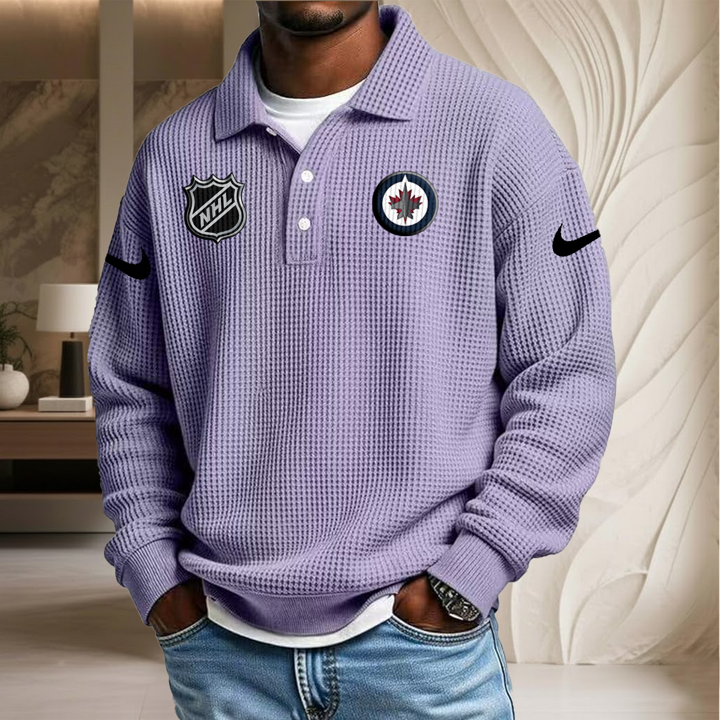 NHL x WIN Waffle Three Button Lapel Polo HLP HLPHUONG