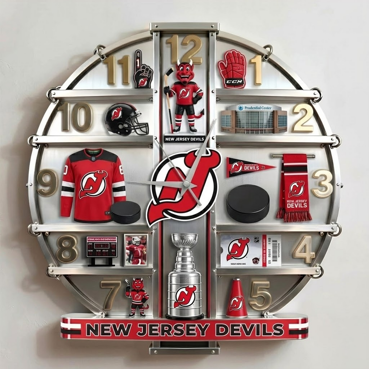 NJD X NHL Home Decorative 3D Visual Effect Acrylic Wall Clock NAK NHT
