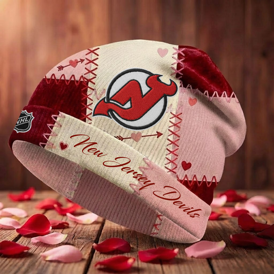 NJD X NHL Warm Hearts Beanie - Valentine Gift V1 NAK NHT