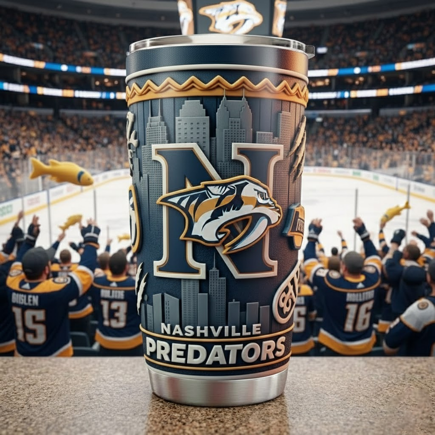 NSH X NHL mascot-shaped thermal mug NAK NHT