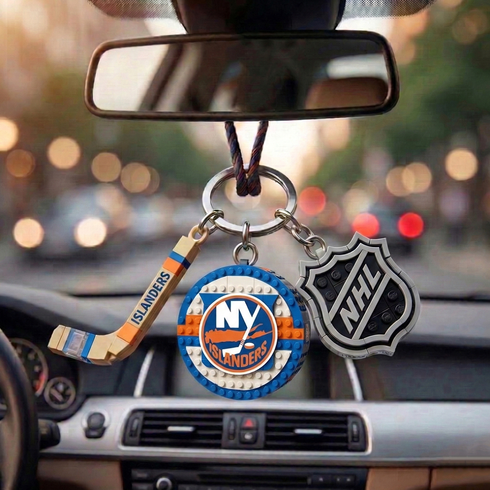 NYI x NHL Building Blocks Hockey Puck Car Mirror Hanging NAK TTT