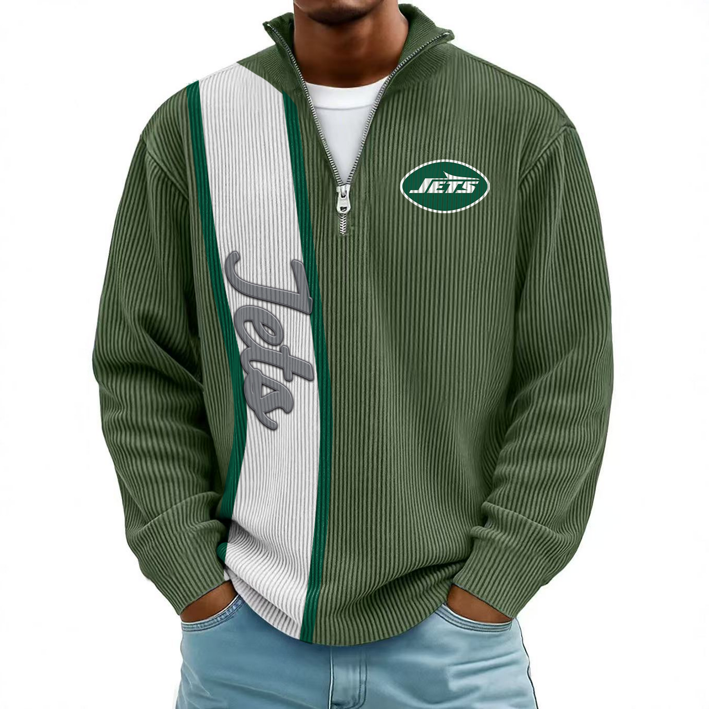 NYJ x NFL Mokaloha Men's Waffle Henley Shirts DATND TANTD
