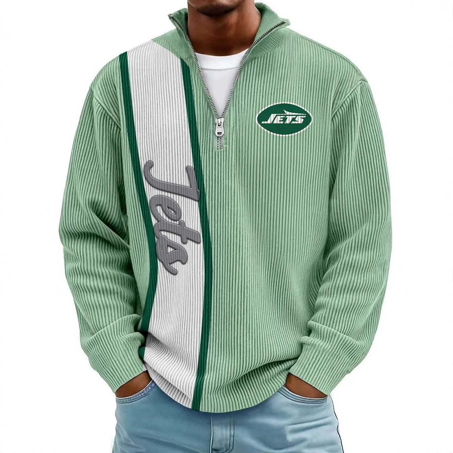 NYJ x NFL Mokaloha Men's Waffle Henley Shirts DATND TANTD