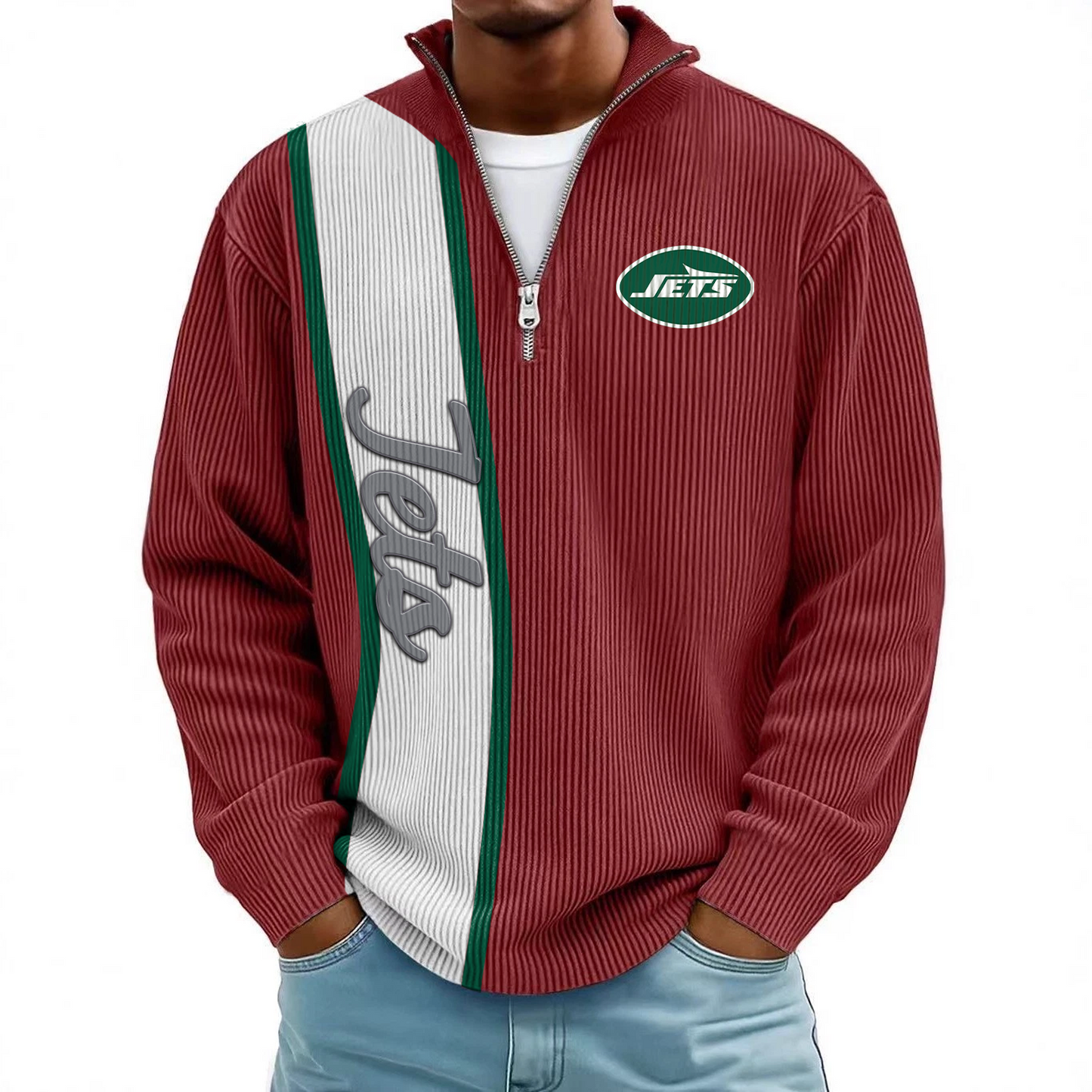 NYJ x NFL Mokaloha Men's Waffle Henley Shirts DATND TANTD