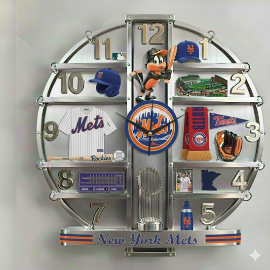 NYM x MLB Home Decorative 3D Visual Effect Acrylic Wall Clock NAK CTKT
