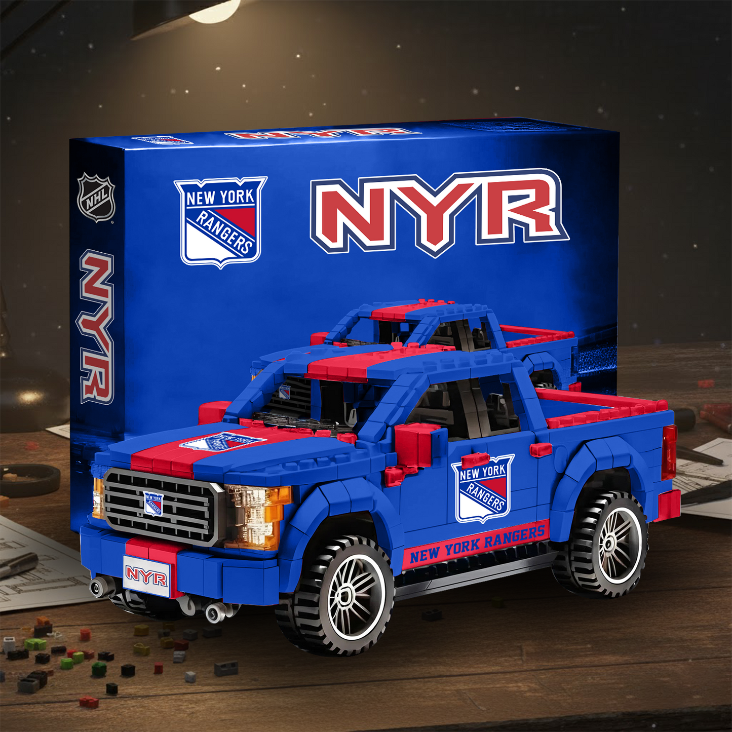 NYR NHL 3D Racing Truck Model Building Block Set V2 NAK NHT