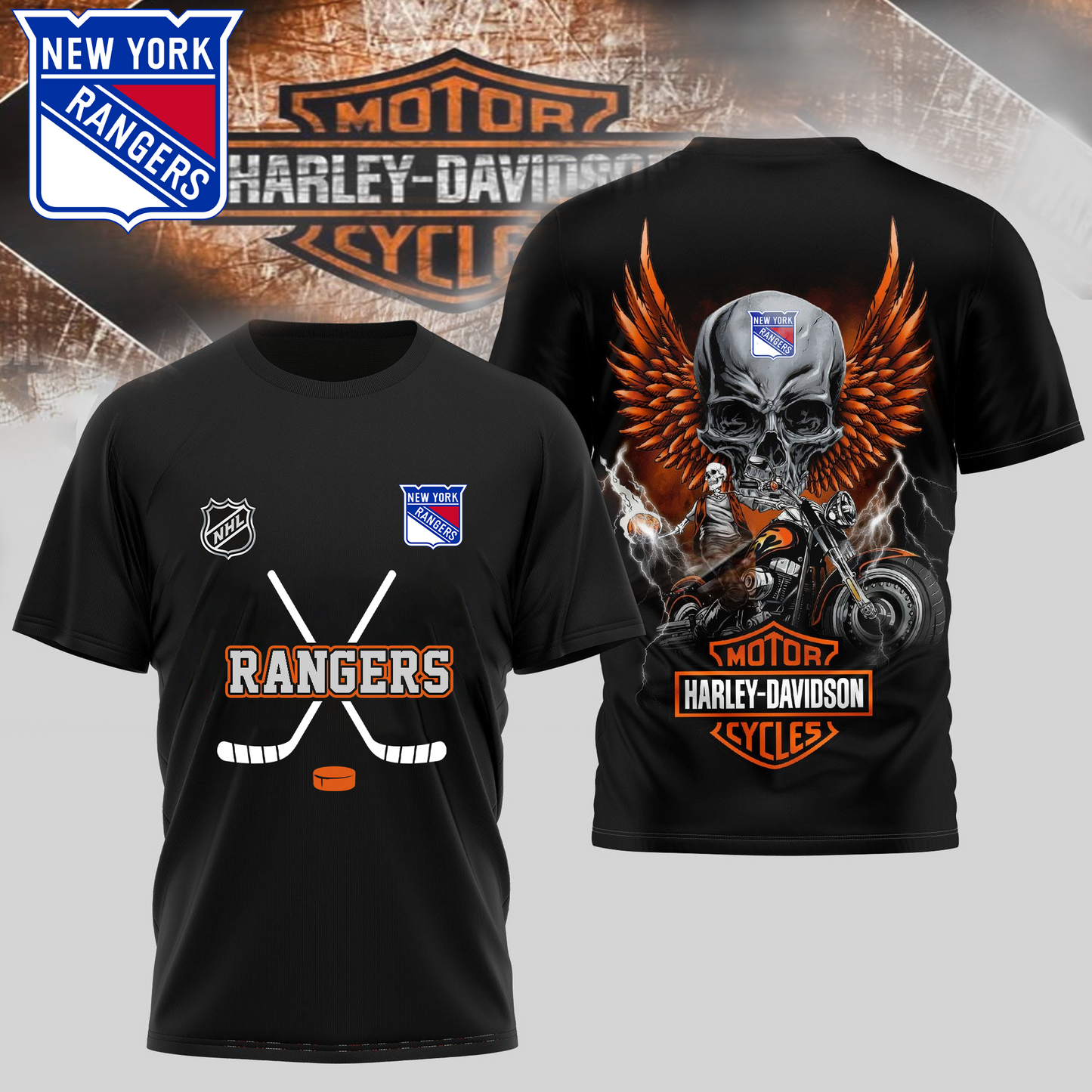 NYR Premium NHL Motorcycle 3D Shirt DDT CTND