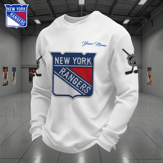 NYR X NHL Men Football Waffle Long Sleeve T-Shirt V1 NAK NHT