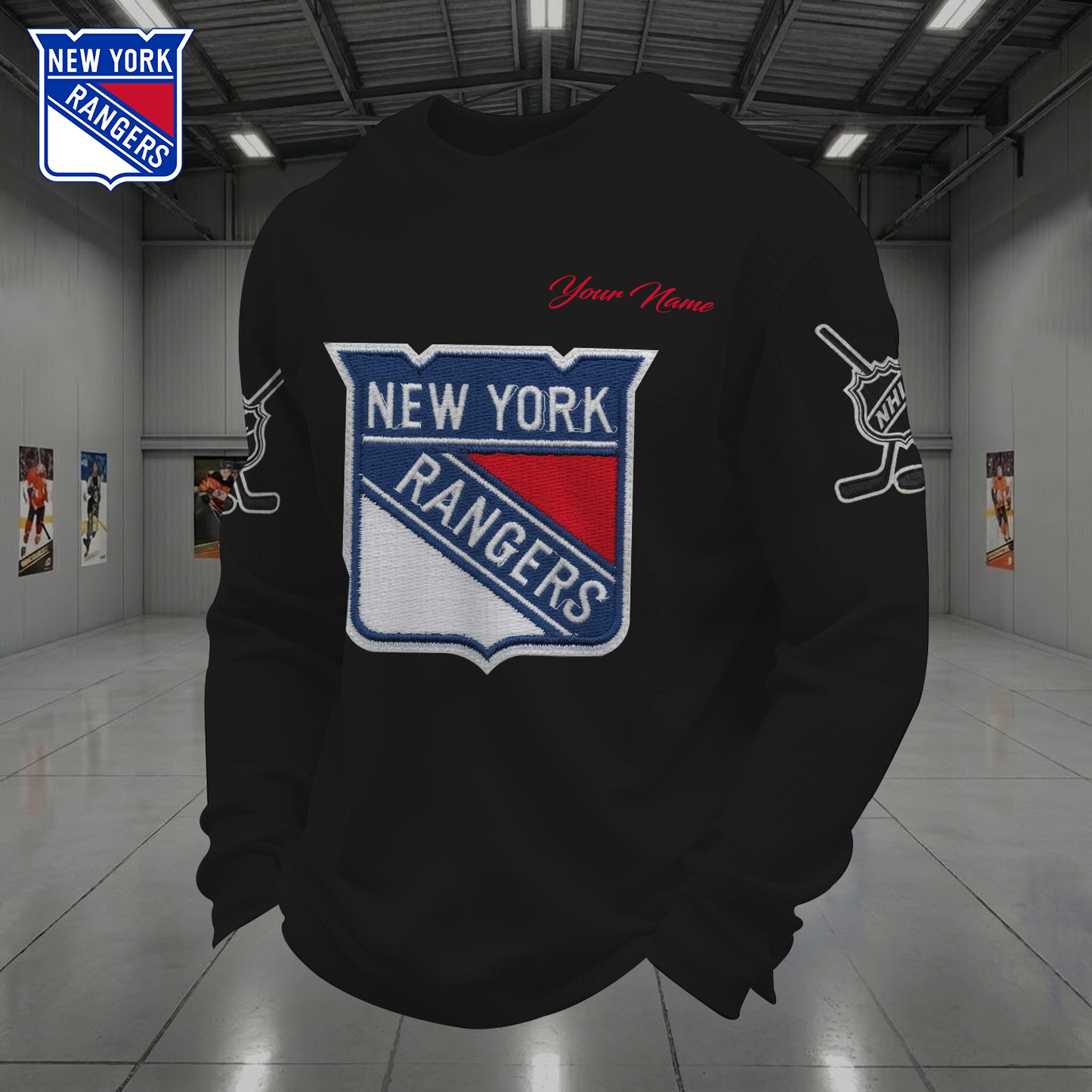 NYR X NHL Men Football Waffle Long Sleeve T-Shirt V1 NAK NHT