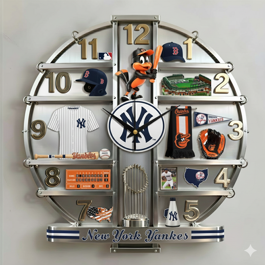 NYY x MLB Home Decorative 3D Visual Effect Acrylic Wall Clock NAK CTKT