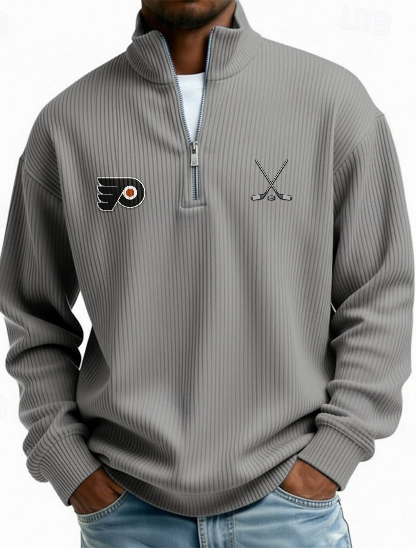 PHI NHL Men's Causal Quarter Zip Long Sleeved Sweatshirt V1 NAK PTTD