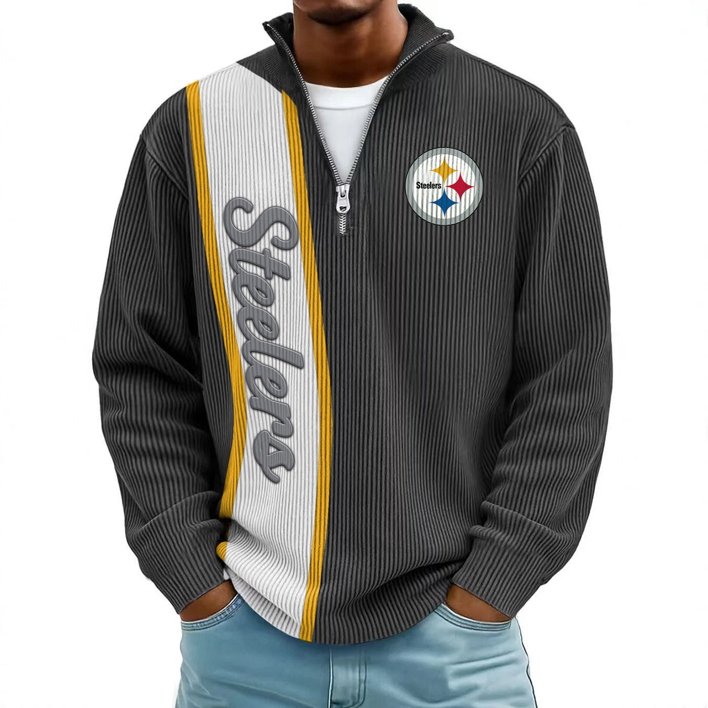 PIT x NFL Mokaloha Men's Waffle Henley Shirts DATND TANTD