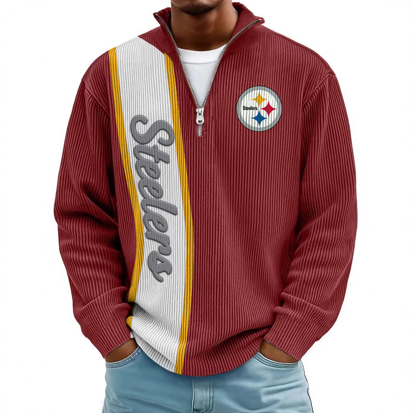 PIT x NFL Mokaloha Men's Waffle Henley Shirts DATND TANTD