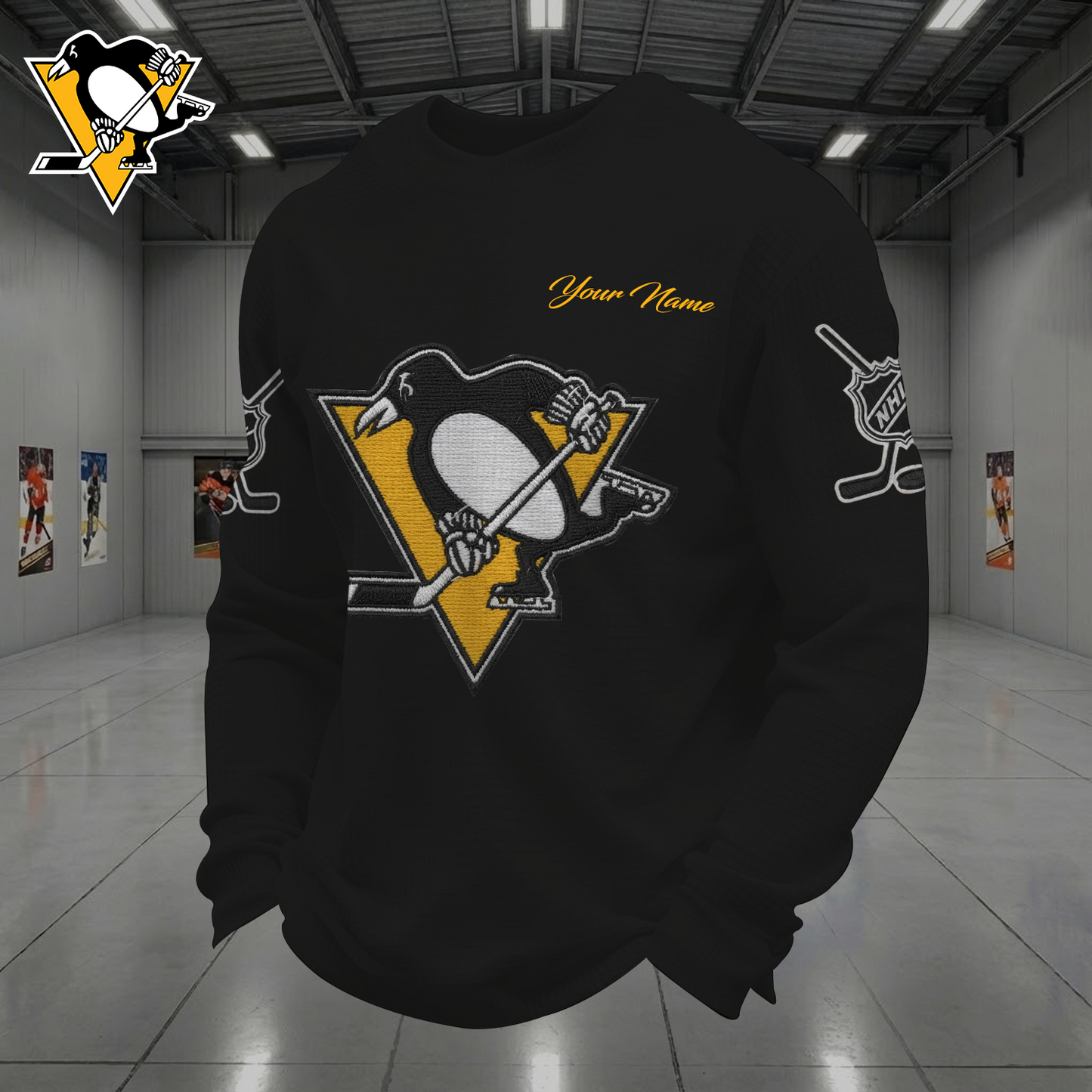 PIT X NHL Men Football Waffle Long Sleeve T-Shirt V1 NAK NHT