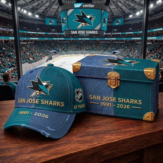 Premium NHL SJS Anniversary Vintage Two-Tone Distressed Cap V11 NMD CTKT