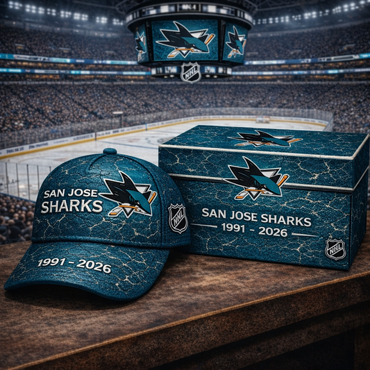 Premium NHL SJS Vintage Crackle Anniversary Hat V6 NMD CTKT