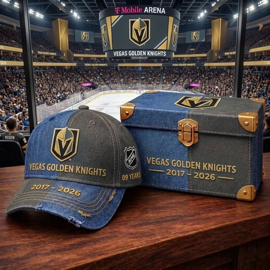 Premium NHL VGK Anniversary Vintage Two-Tone Distressed Cap V11 NMD CTKT