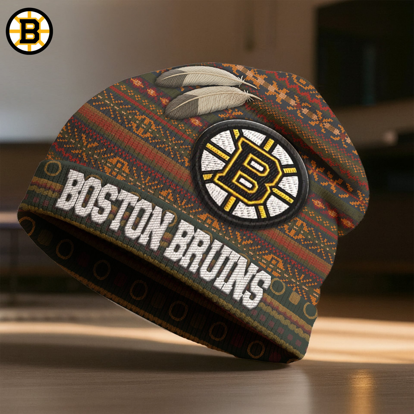 Premium NHL X BB  Feathered Beanie Hat NDT LVH