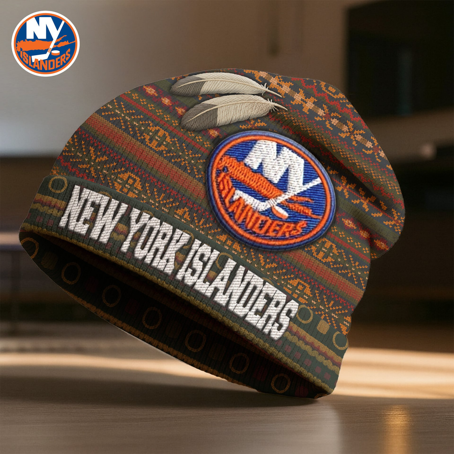 Premium NHL X NYI  Feathered Beanie Hat NDT LVH