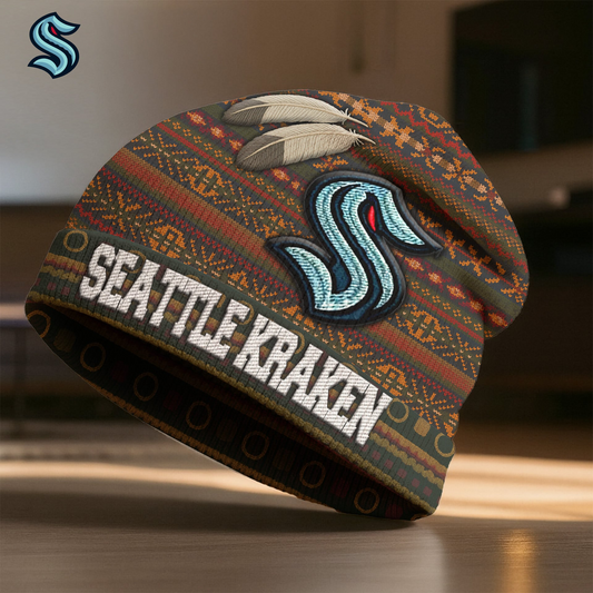 Premium NHL X SH Feathered Beanie Hat NDT LVH