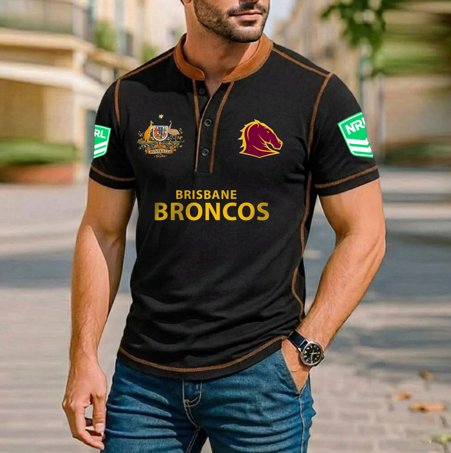 PREMIUM NRL X BRI ROYAL HENLEY SHIRT FOR NEW YEAR NDT VHM