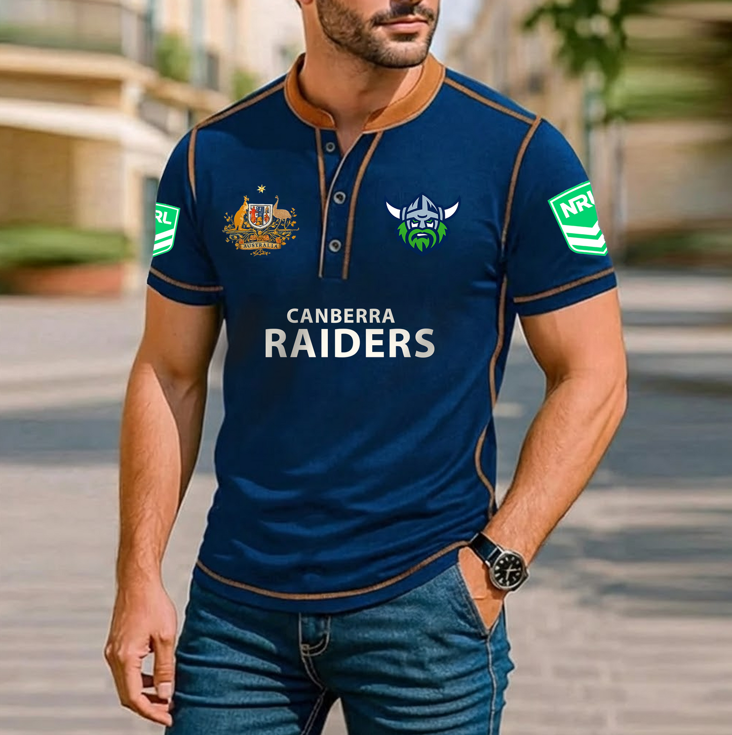 PREMIUM NRL X CR ROYAL HENLEY SHIRT FOR NEW YEAR NDT VHM