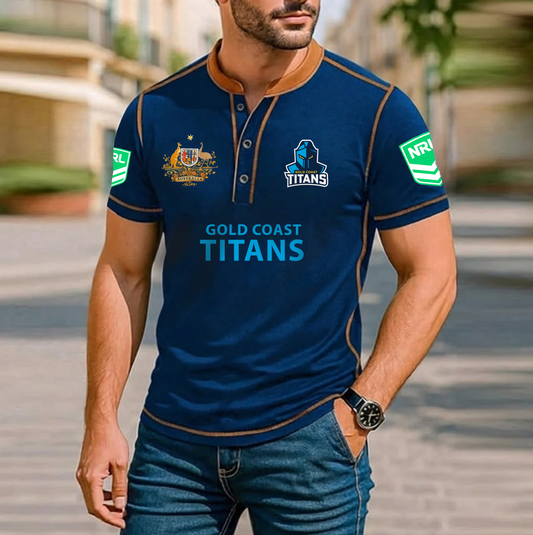 PREMIUM NRL X GT ROYAL HENLEY SHIRT FOR NEW YEAR NDT VHM