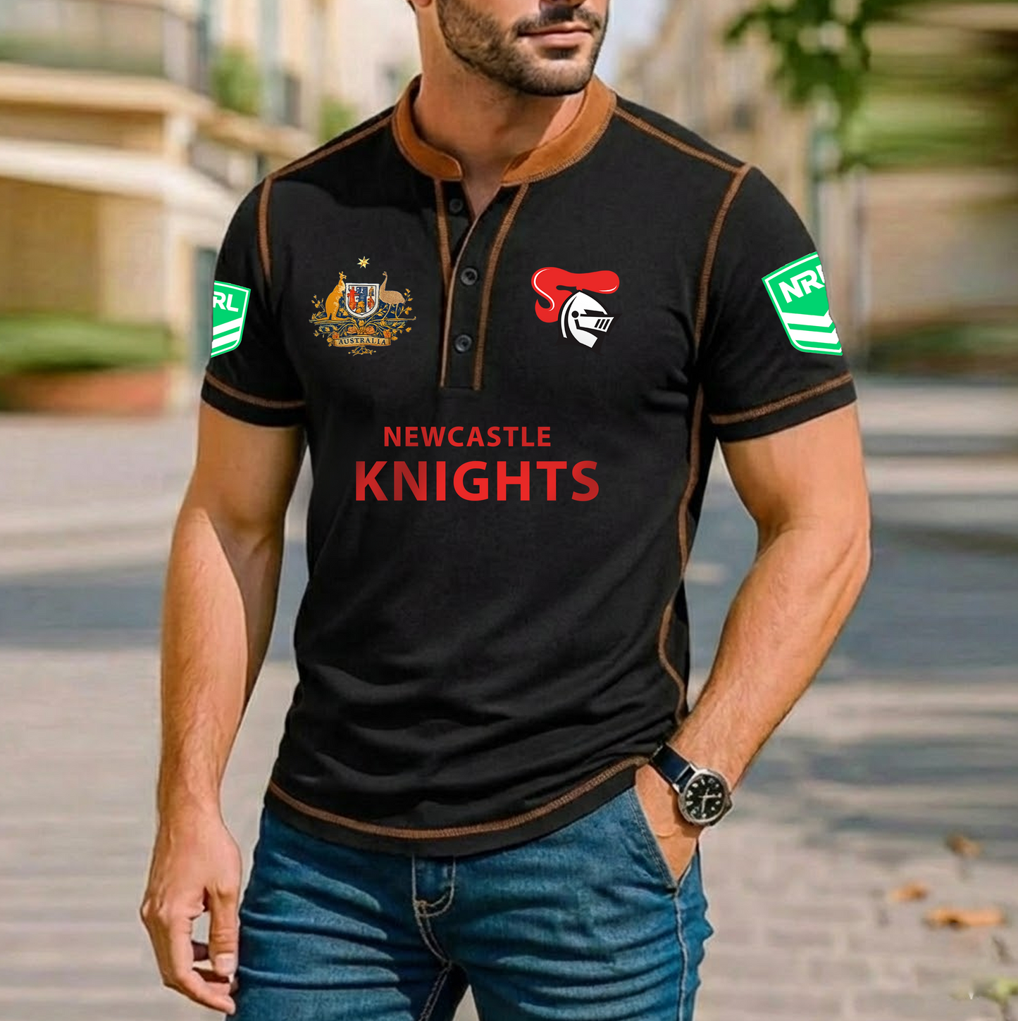 PREMIUM NRL X NK ROYAL HENLEY SHIRT FOR NEW YEAR NDT VHM