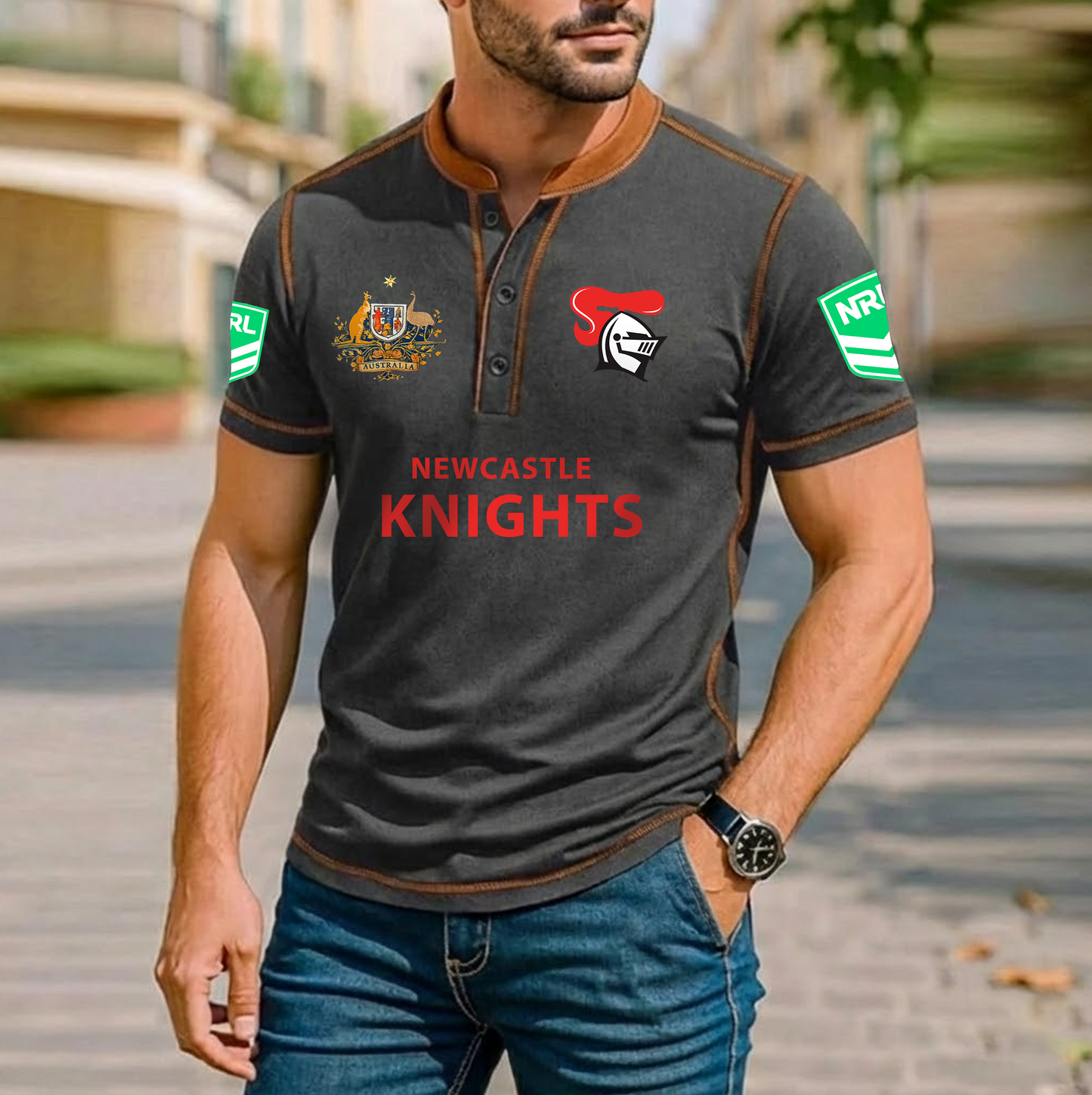 PREMIUM NRL X NK ROYAL HENLEY SHIRT FOR NEW YEAR NDT VHM