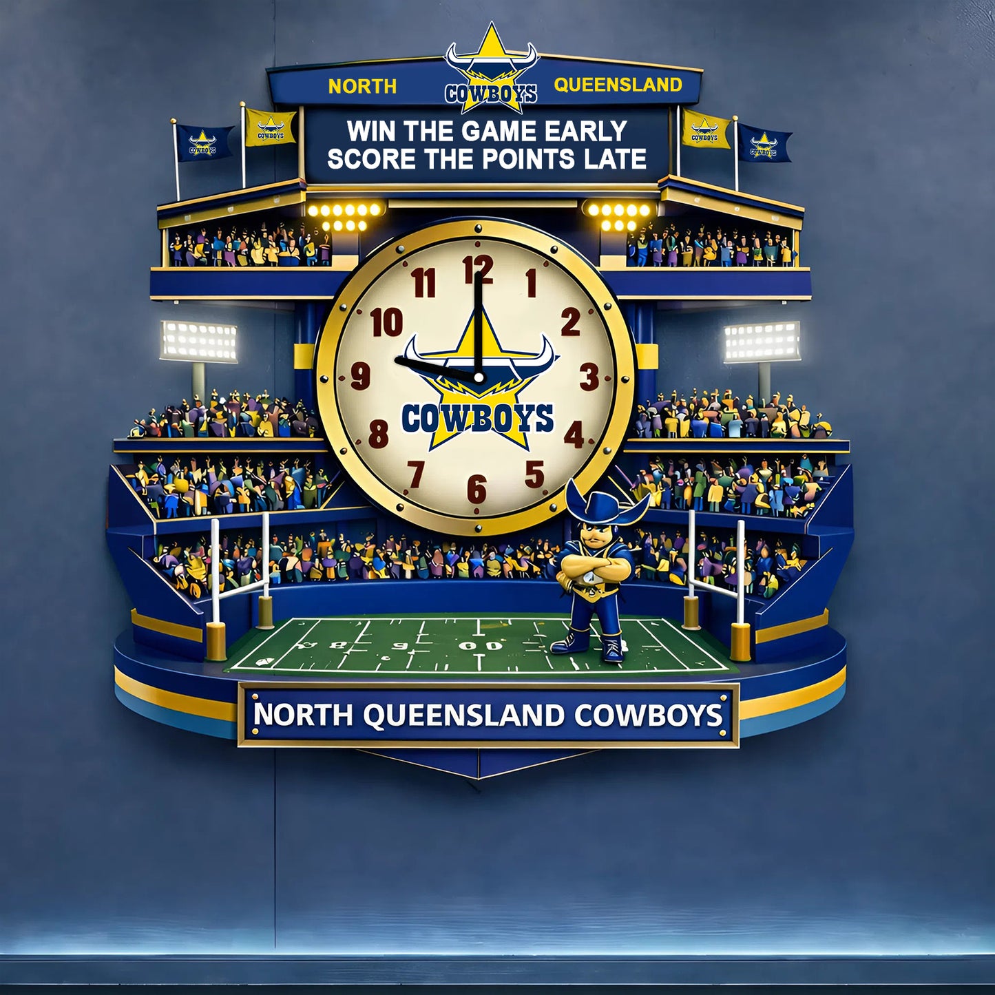 PREMIUM NRL X NQC 3D Visual Effect Acrylic Clock NDT NHM