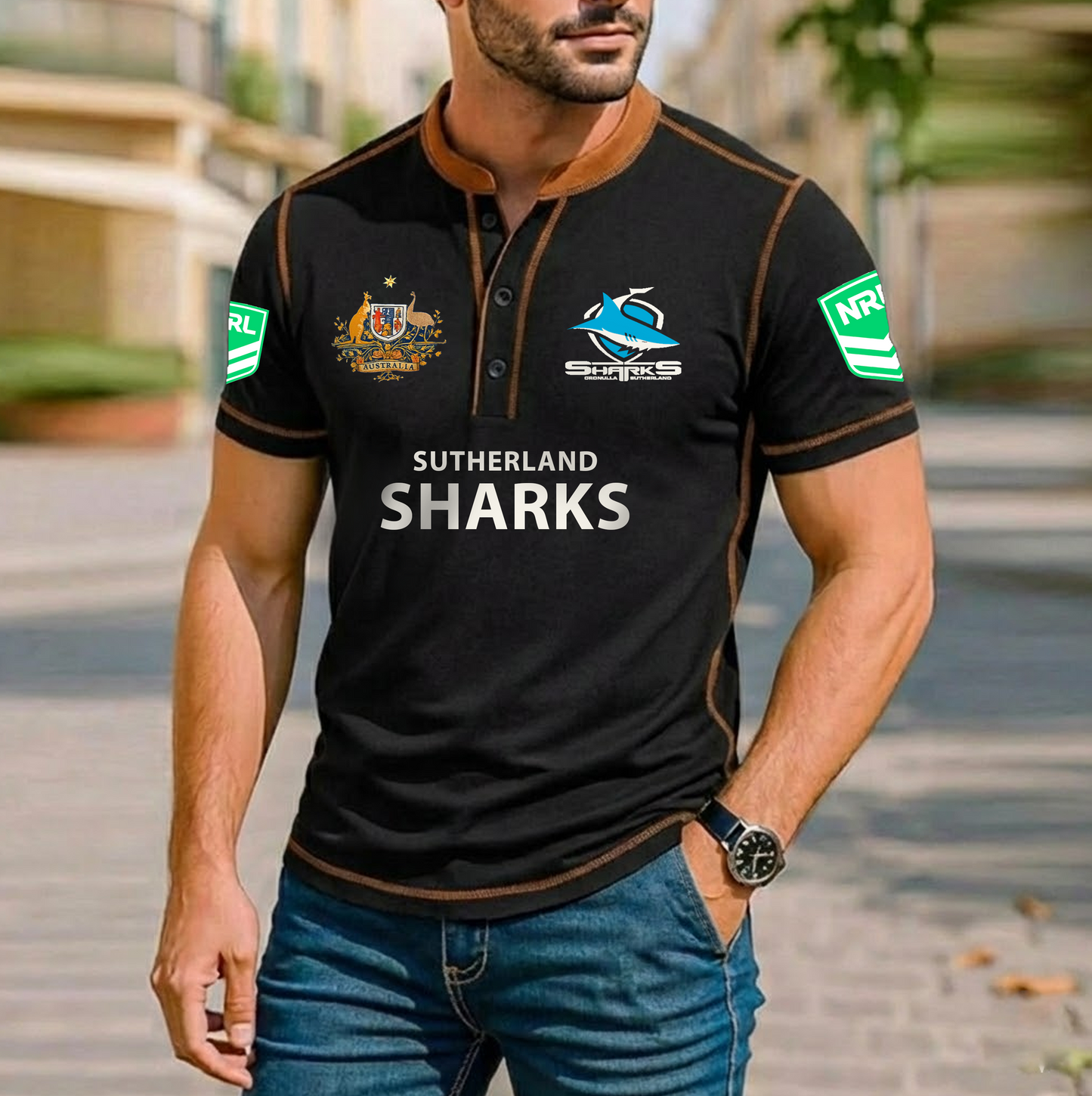 PREMIUM NRL X SS ROYAL HENLEY SHIRT FOR NEW YEAR NDT VHM