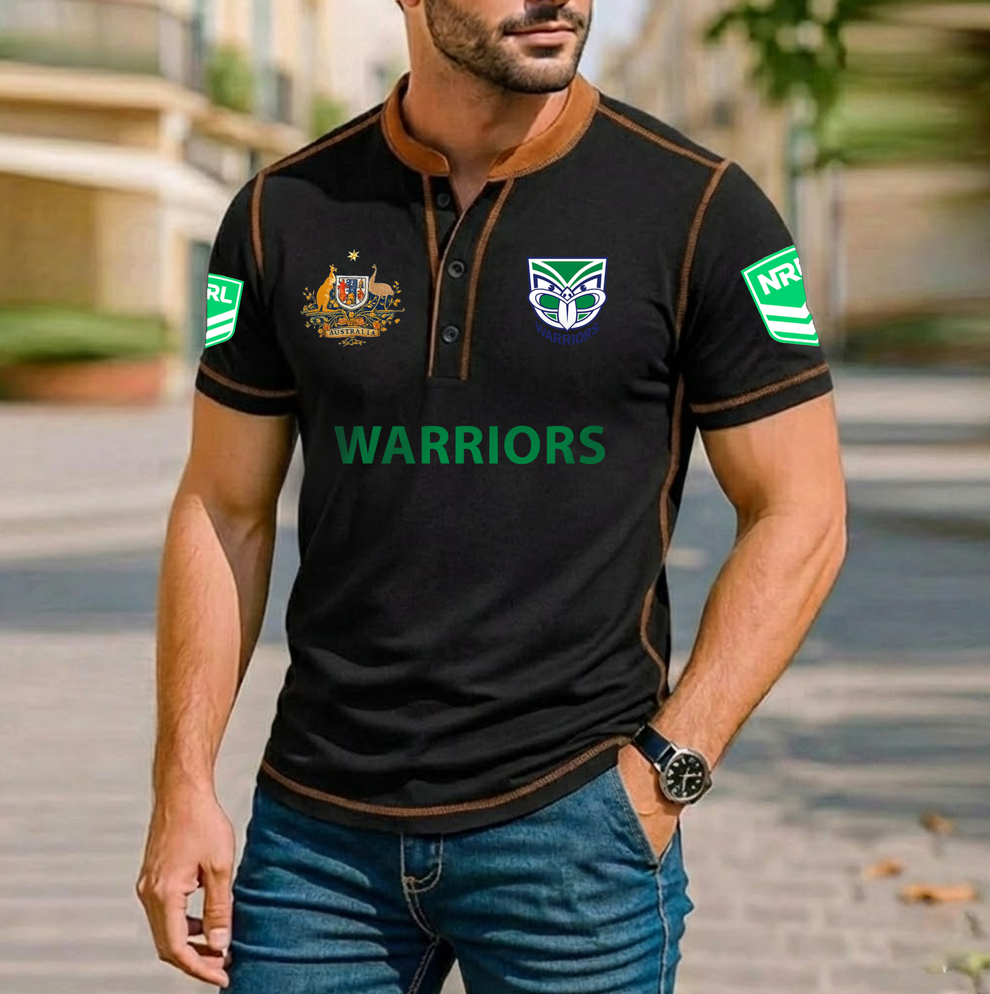 PREMIUM NRL X WAR ROYAL HENLEY SHIRT FOR NEW YEAR NDT VHM